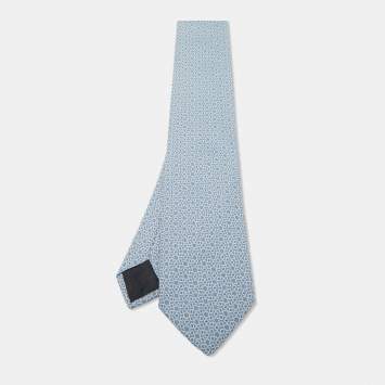 مملوكة مسبقًا Hermes Blue Patterned Silk Classic Tie