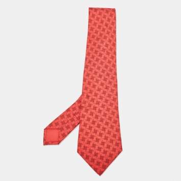 مملوكة مسبقًا Hermes Pink Print Silk Tie
