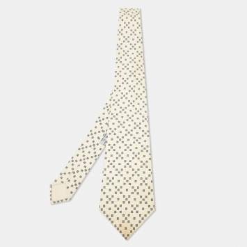 Pre Owned Hermès Beige Patterned Silk Classic Tie