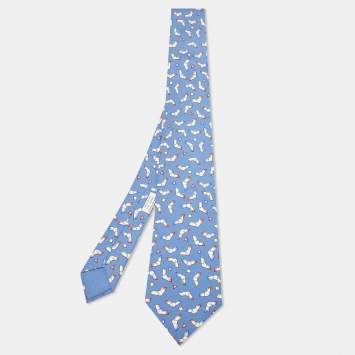 مملوكة مسبقًا Hermès Multicolor Boomerang Print Silk Classic Tie
