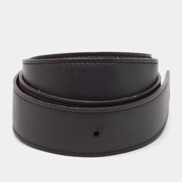 Pre Owned Hermès Bleu Minuit/Noir Togo and Swift Leather Reversible Belt Strap 90 CM