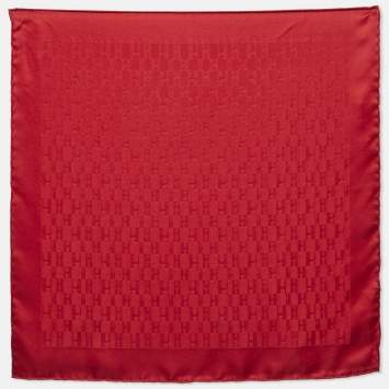 Hermes Red Silk H Silk Pocket Square 