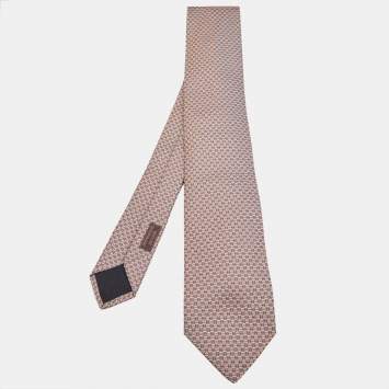Pre Owned Hermès Orange/Blue H Pattern Silk Tie