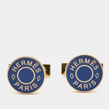 Hermes Licol 2 Enamel Gold Plated Cufflinks