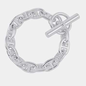 Pre Owned Hermes Chaine D'Ancre 14 Frames MM Silver 925 Bracelet 