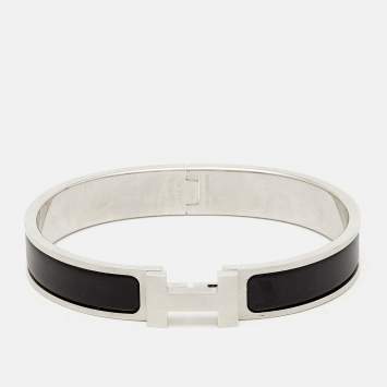 Pre Owned Hermès Clic HH Matte Enamel Palladium Plated Bracelet