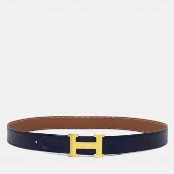 Pre Owned Hermes Black/Brown Leather H Reversible Belt 