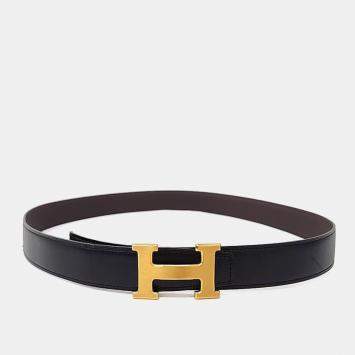 Pre Owned Hermes H Reversible Brown Leather Belt (W)