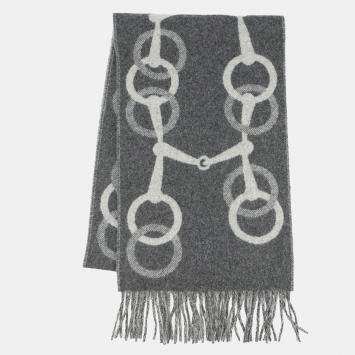 Pre Owned وشاح هيرمس أنيمال فلانيل/قرص سين كلير إتش 394809 تي 01 كشمير 100%