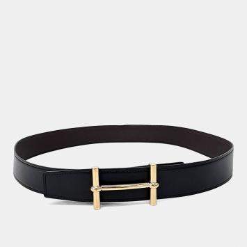 Pre Owned حزام هيرمس جلد أسود/بنفسجي بوجهين