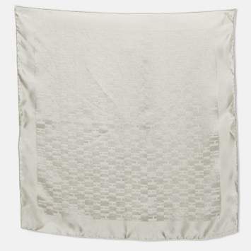 Pre Owned وشاح حرير هيرميس بنقشة حرف H رمادي