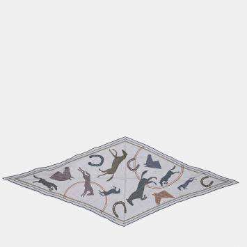 مملوكة مسبقًا Hermes Losange Thor Hermes Scarf 2025Stainless Steel Gris Cine/Marron/Guimauve
