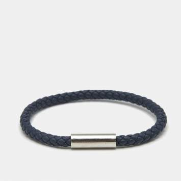 Pre Owned Hermès Goliath Leather Silver Tone Bracelet