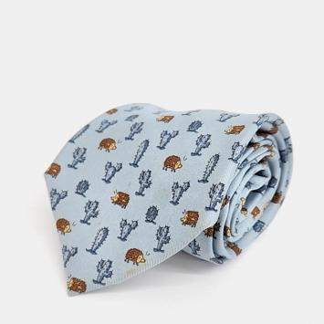 Pre Owned Hermes Silk Pastel Blue Tie