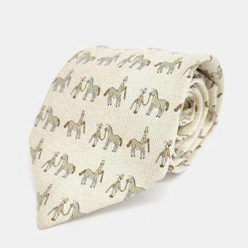 Pre Owned Hermes Silk Ivory Tie
