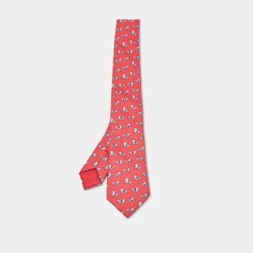 مملوكة مسبقًا Hermès Pink Rodeo Horse Silk Classic Tie 