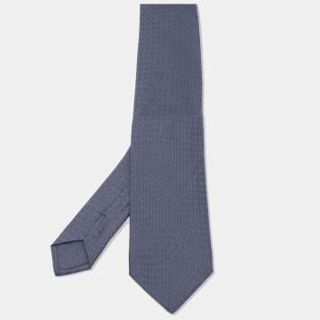 Pre Owned Hermès Grey Faconnee H Patterned Jacquard Silk Tie