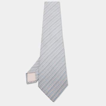 Pre Owned Hermes Pink Chevron Pattern Silk Tie