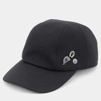 Pre Owned Hermes Cap Miles Jump Size 60 Black Wool Cotton