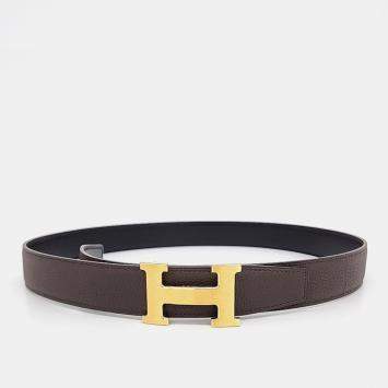 Pre Owned Hermès Leather H Reversible Belt (B)