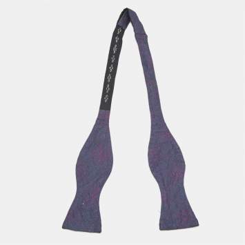 Pre Owned Hermès Purple Dotted Waves Silk Jacquard Adjustable Bow Tie