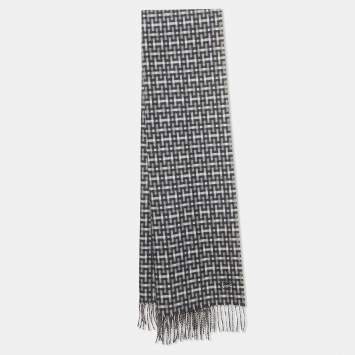 Pre Owned Hermès Blue Cashmere H Ecossais Scarf 