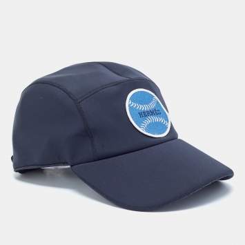 Pre Owned Hermès Navy Blue Neoprene Nevada Baseball Cap Size 54 
