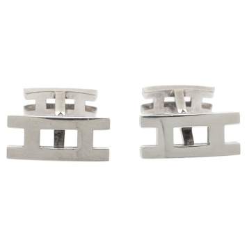 Pre Owned Hermès Sterling Silver Parallele Cufflinks