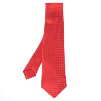 Pre Owned Hermès Red Faconnee H Silk Jacquard Tie
