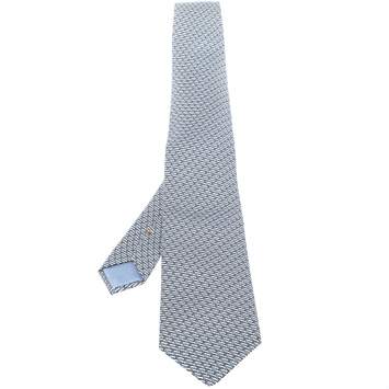 Pre Owned Hermes Blue Instantane Print Silk Tie