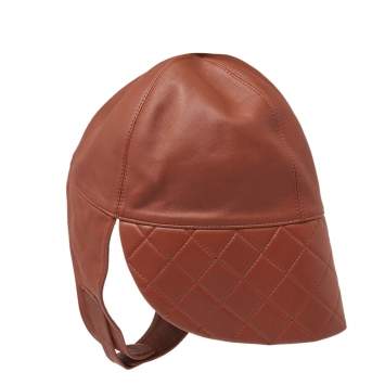 Pre Owned Hermes Brown Leather Aviator Cap (Size 56)