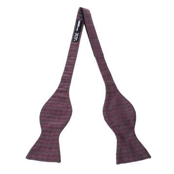 Pre Owned Hermès Grey & Red Horseshoe Patterned Silk Bow Tie