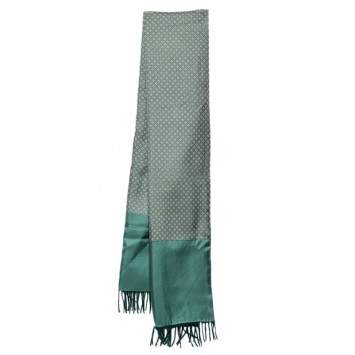 Pre Owned Hermès Vintage Green Geometric Print Silk Cashmere & Wool Muffler