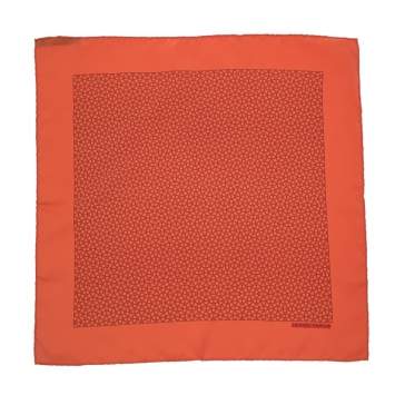 Pre Owned Hermes Orange Chaine D'Ancre Silk Pocket Square