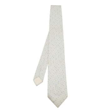 مملوكة مسبقًا Hermes Light Green Stripe Patterned Silk Jacquard Tie
