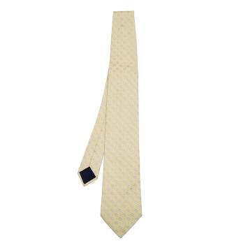 Pre Owned Hermes yellow Wave Pattern Silk Jacquard Tie