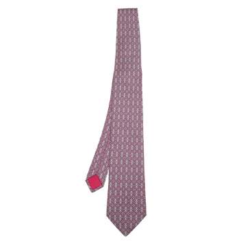 مملوكة مسبقًا Hermes Pink Orbits Printed Silk Tie