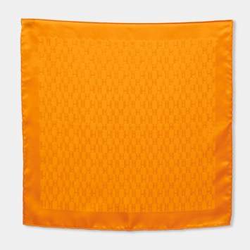 Pre Owned Hermès Orange Silk Pocket Square