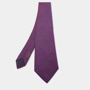 مملوكة مسبقًا Hermes Blue/Red H Pattern Jacquard Silk Tie