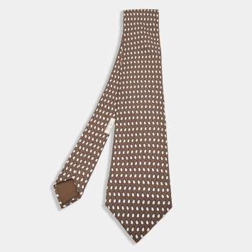 مملوكة مسبقًا Hermes Brown Penguins Print Silk Traditional Tie