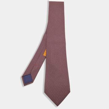Pre Owned Hermes Blue/Orange Keyboard Print Silk Tie