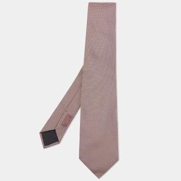 مملوكة مسبقًا Hermes Orange/Brown Patterned Silk Tie