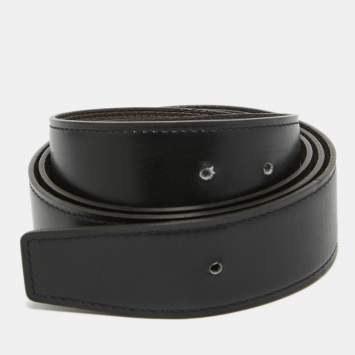 Pre Owned Hermes Noir/Rouge Sellier Chamonix and Togo Leather Belt Strap 