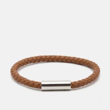 Pre Owned Hermès Goliath Leather Palladium Plated Bracelet