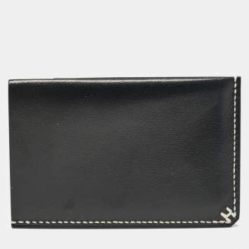 Hermes Black Box Leather H Sellier Card Holder