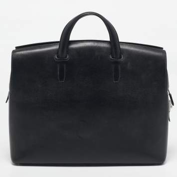 Hermes Noir Evergrain Leather Cityhall 38 Briefcase
