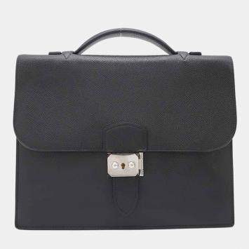 Hermes Black Epsom Leather Sac a Depeches 27 Briefcase Bag