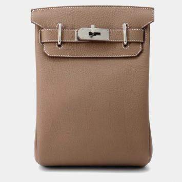  Hermes Kelly Hac a dos PM Etoupe Taurillon Clemence Bag