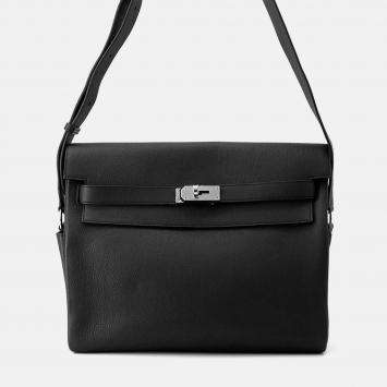 Hermes Kelly Messenger GM Black Togo Leather Bag