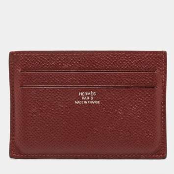 Pre Owned Hermes Sienna Epsom Leather Citizen Twill Card Holder